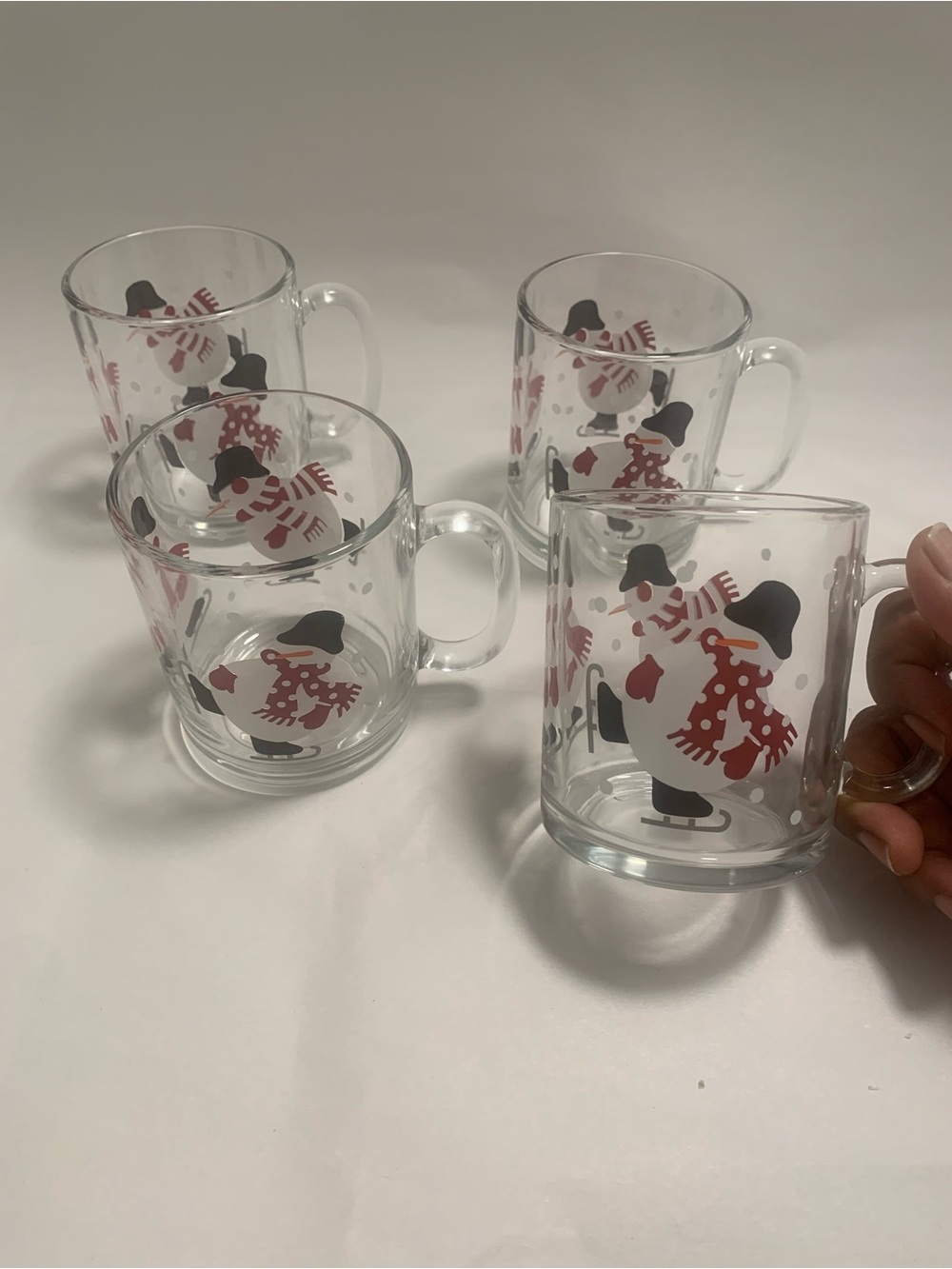 Crate&Barrel Christmas Holiday Penguins Mugs by Luminarc. Set of 4